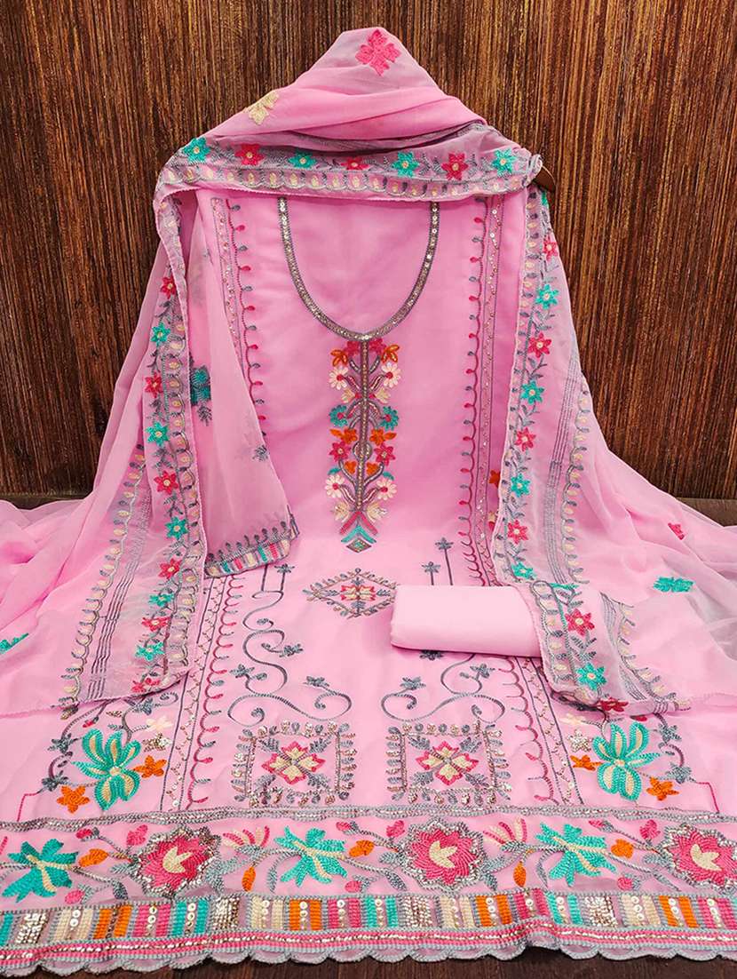 women solid with work embroidered unstitched suit set - 22218560 -  Zoom Image - 0