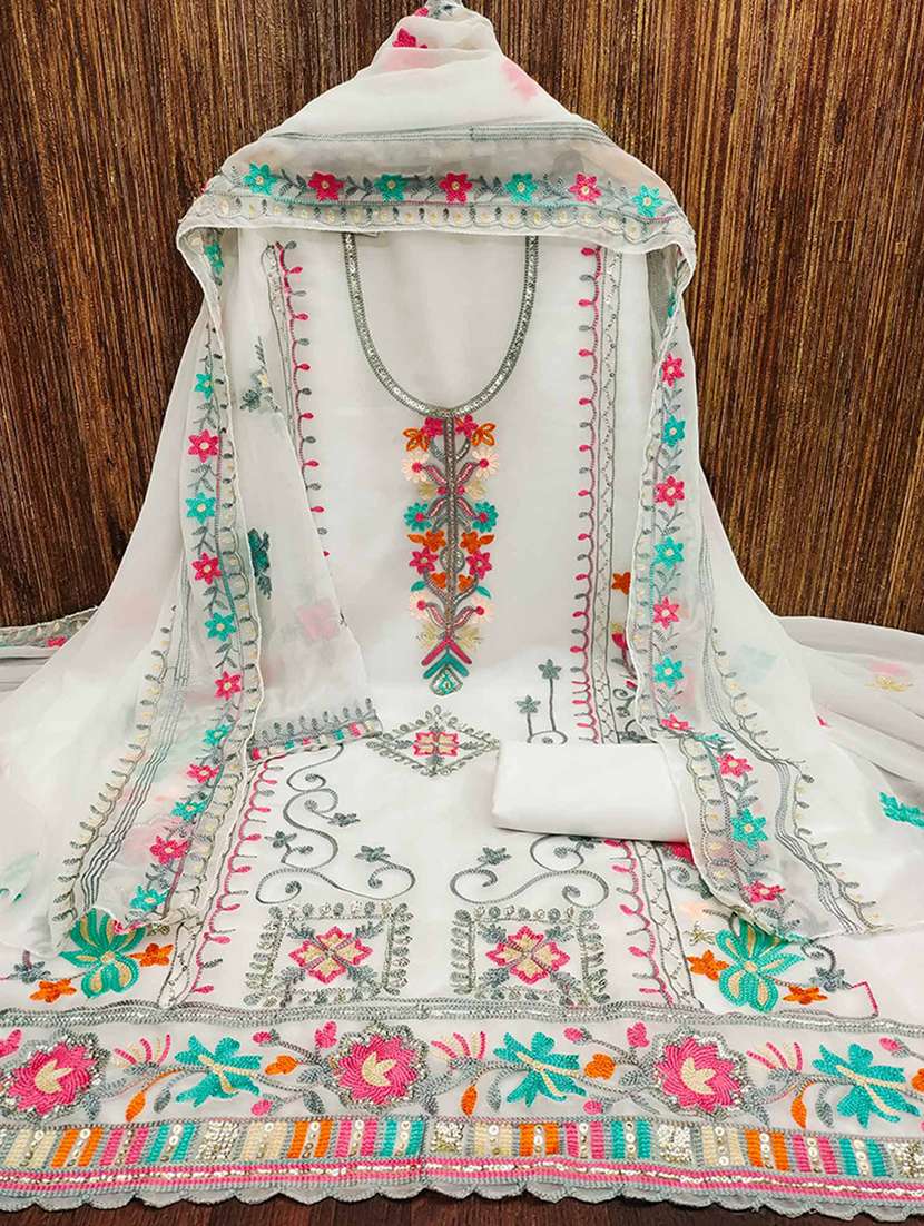 women solid with work embroidered unstitched suit set - 22218561 -  Zoom Image - 0