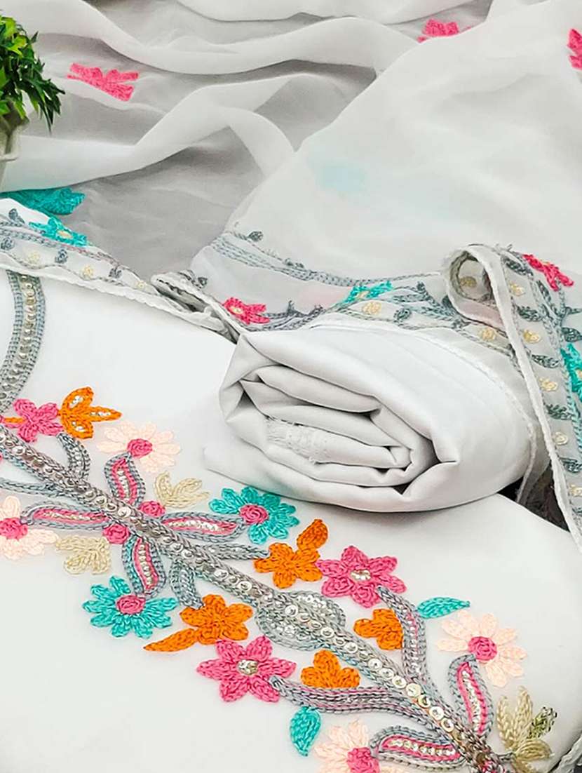 women solid with work embroidered unstitched suit set - 22218561 -  Standard Image - 3