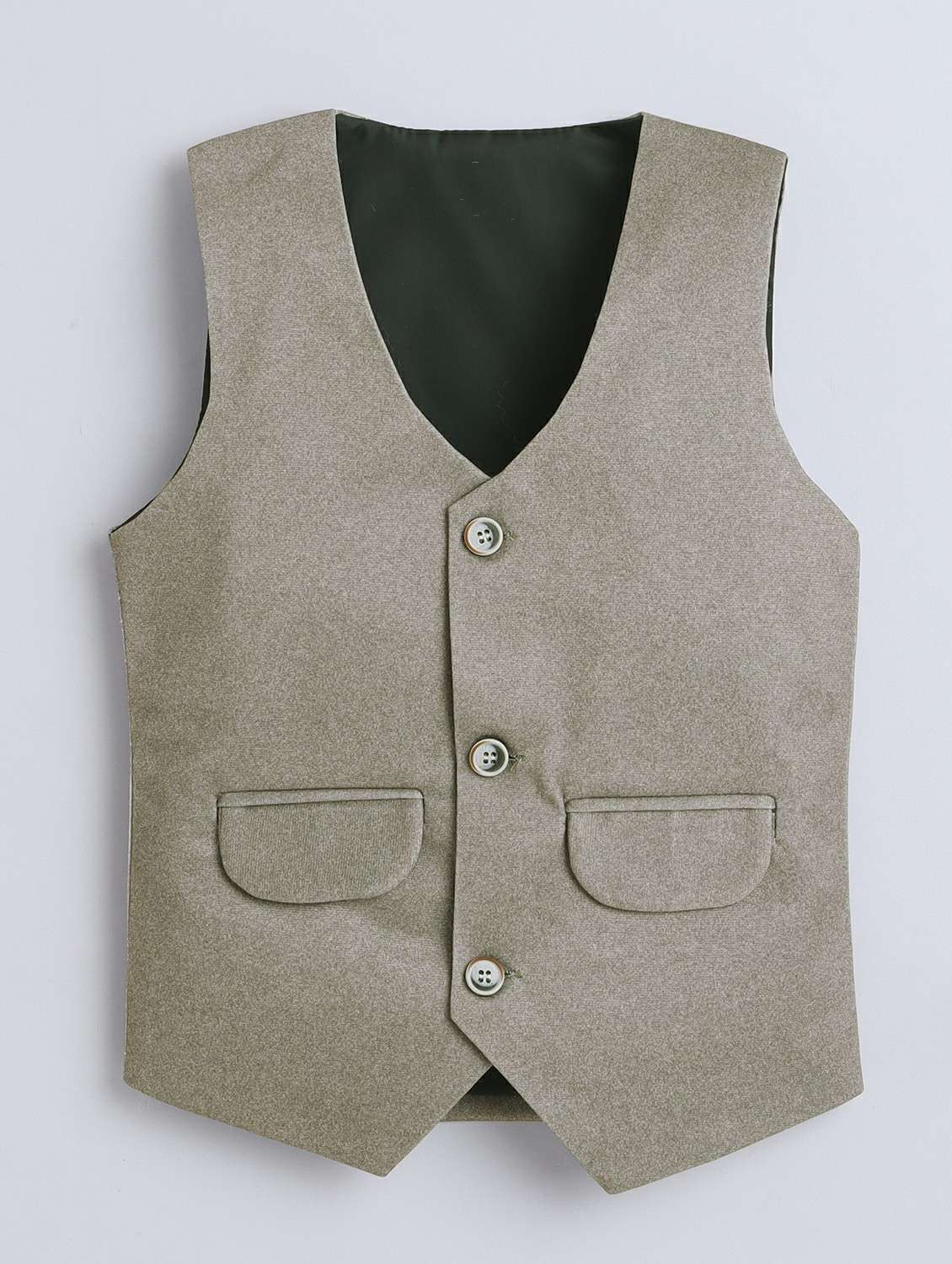 boys solid shirt and trouser with wasitcoat set - 22218570 -  Standard Image - 3