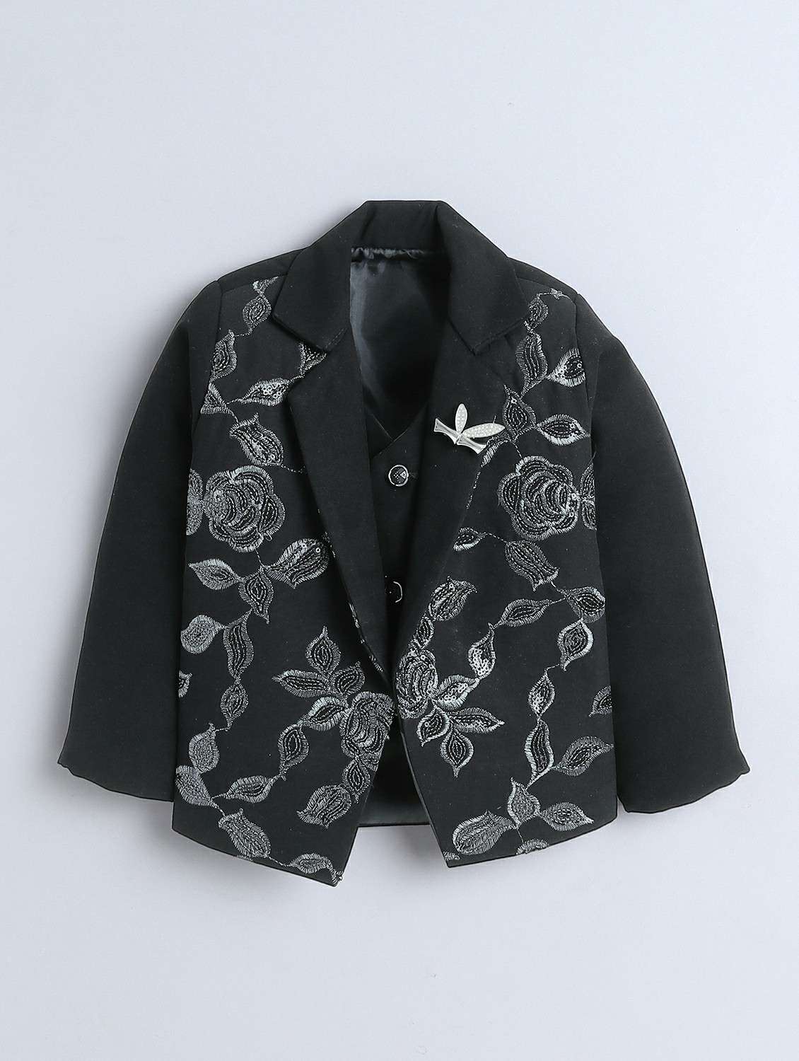 boys embroidered blazer and trouser with shirt set - 22218571 -  Standard Image - 3