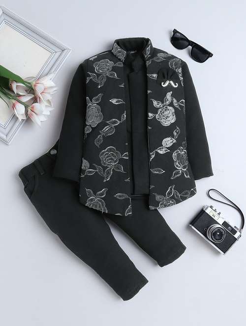 boys embroidered long sleeve sherwani set - 22218582 -  Standard Image - 0