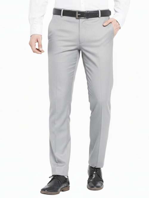 men solid mid rise flat front formal trouser - 22218594 -  Standard Image - 0