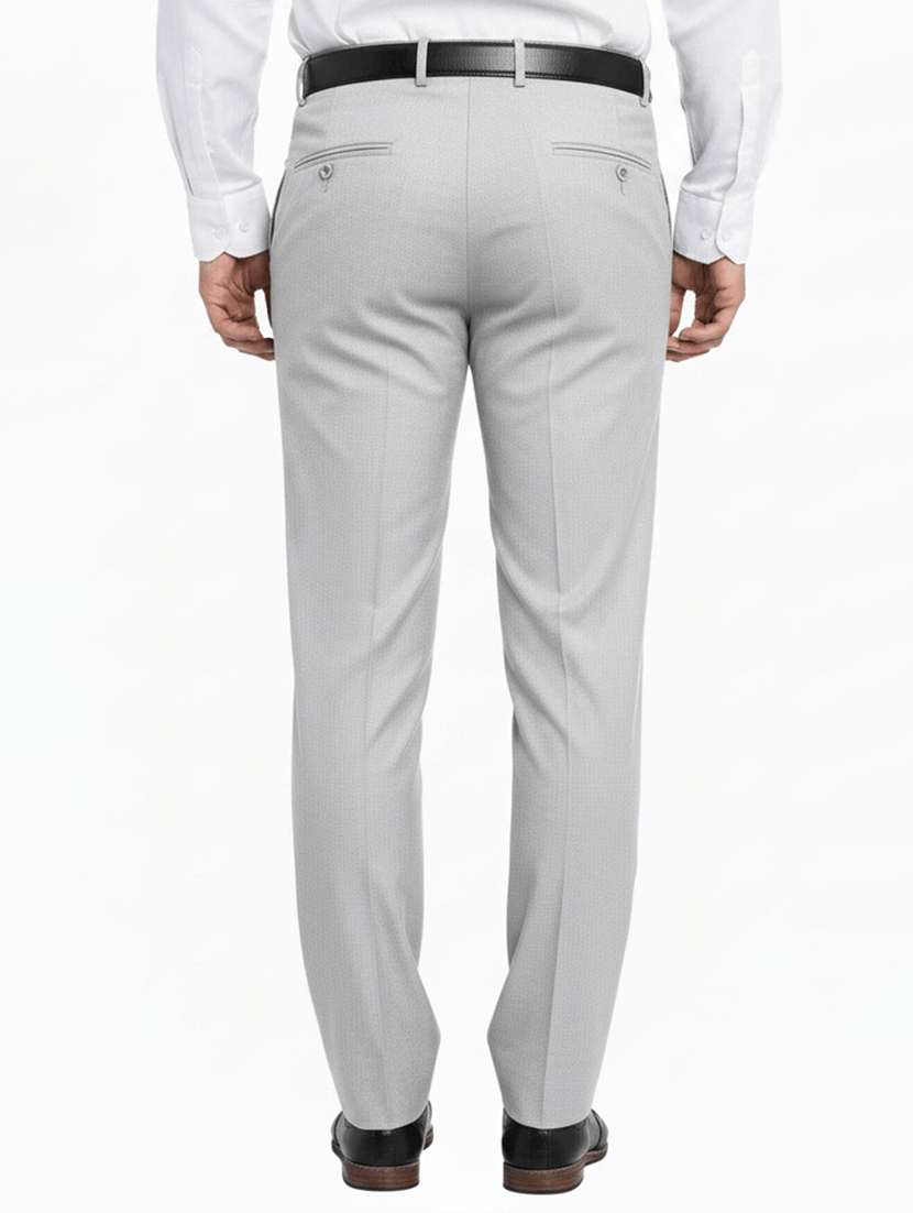 men solid mid rise flat front formal trouser - 22218594 -  Standard Image - 3