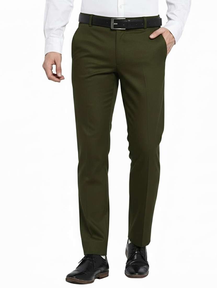 men solid mid rise flat front formal trouser