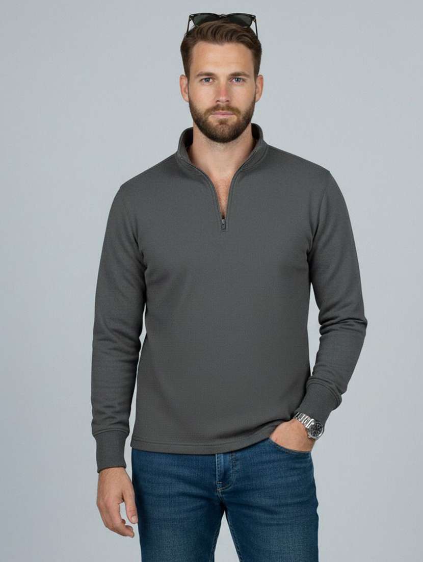 men solid long sleeve regular fit sweatshirt