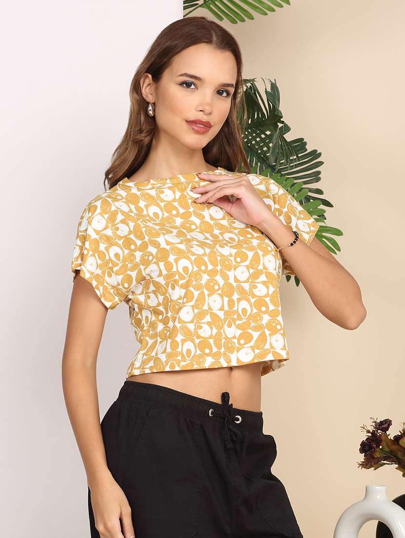 women printed short sleeve crop t-shirt - 22218792 -  Standard Image - 3