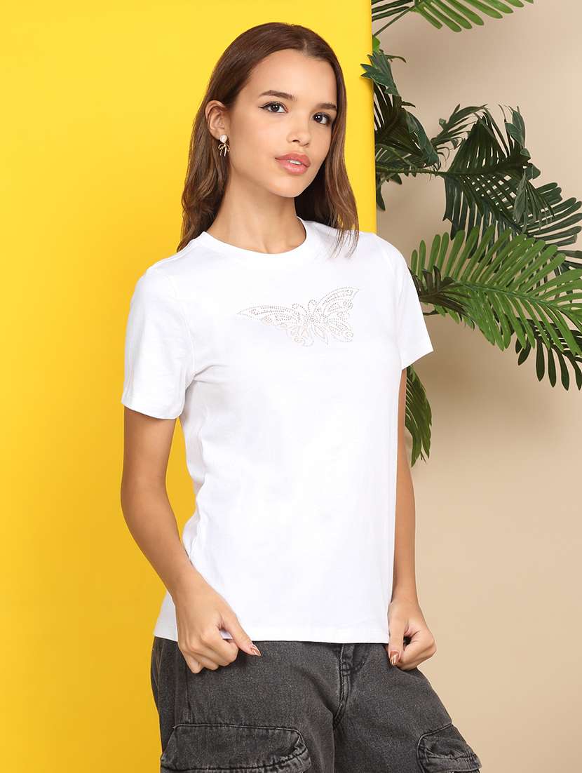 women embellished short sleeve regular t-shirt - 22218793 -  Standard Image - 3