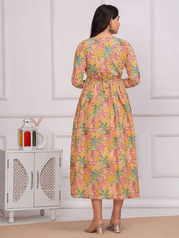 women floral printed three quarter sleeve maternity wear dress - 22218923 -  Standard Image - 3