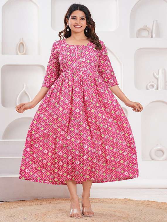 women printed three quarter sleeve maternity wear dress - 22218938 -  Standard Image - 3