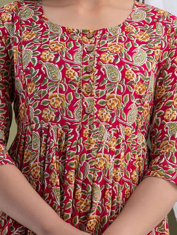 women floral printed three quarter sleeve maternity wear dress - 22218980 -  Standard Image - 5