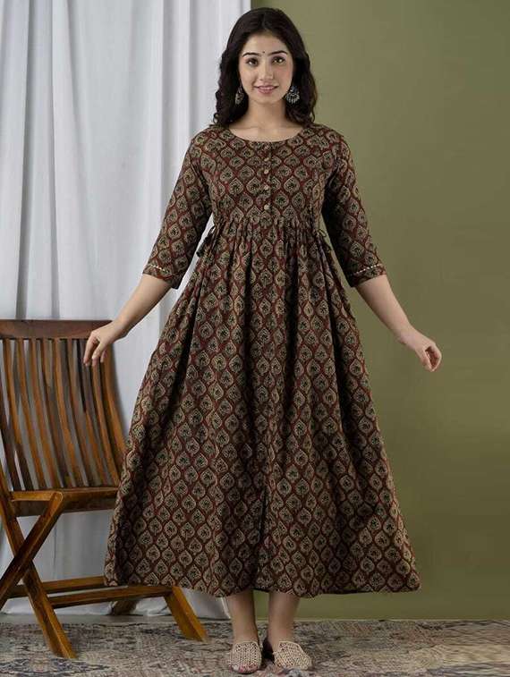 women printed three quarter sleeve maternity wear dress