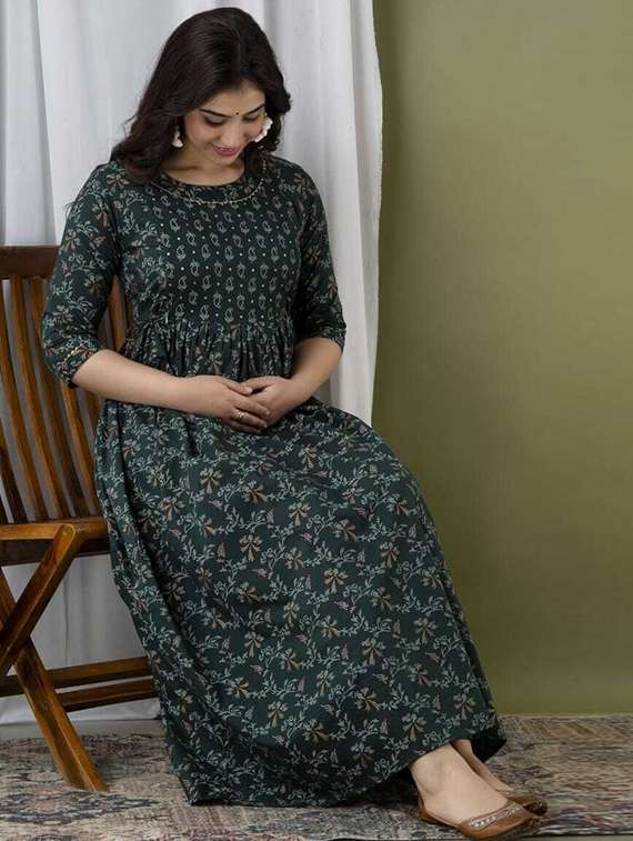 women printed three quarter sleeve maternity wear dress - 22219020 -  Standard Image - 3