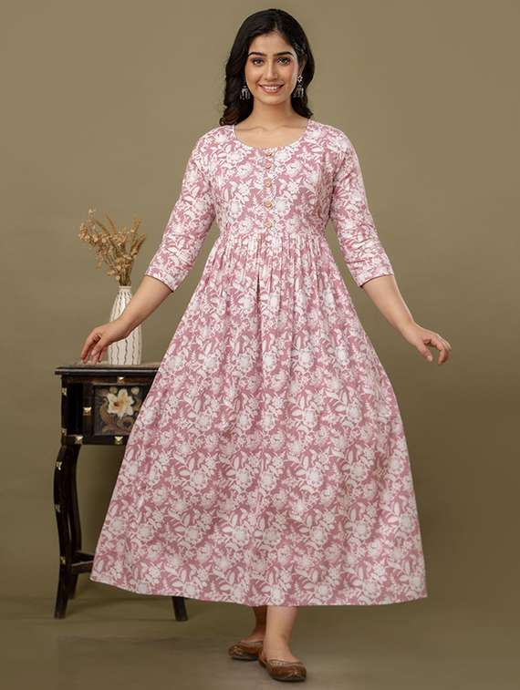 women floral printed three quarter sleeve maternity wear dress