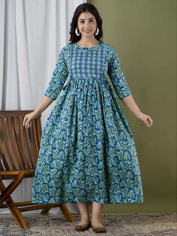 women floral printed three quarter sleeve maternity wear dress