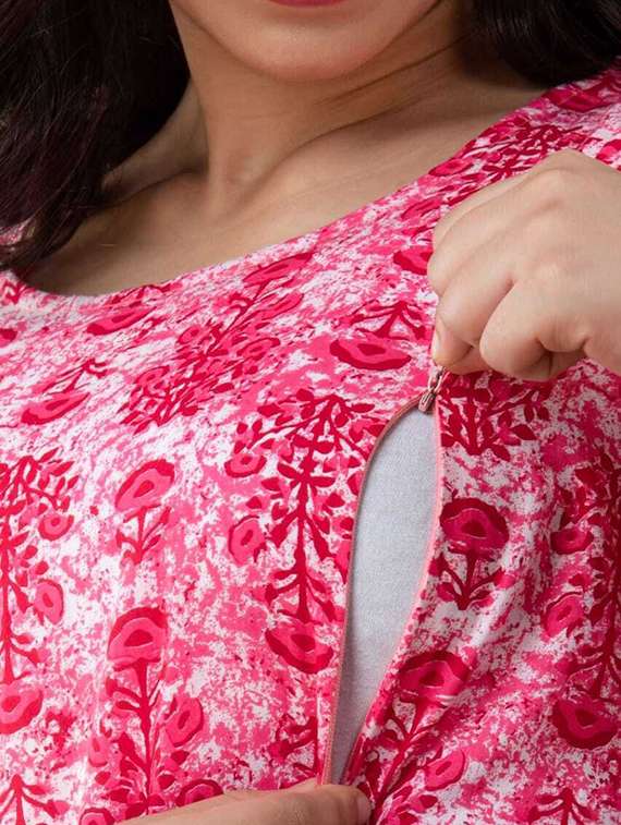 women printed three quarter sleeve maternity wear dress - 22219076 -  Standard Image - 3