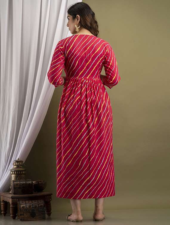 women printed three quarter sleeve maternity wear dress - 22219077 -  Standard Image - 3