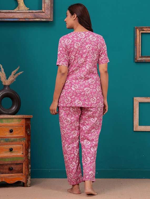 women printed three quarter sleeve co-ord set - 22219085 -  Standard Image - 3