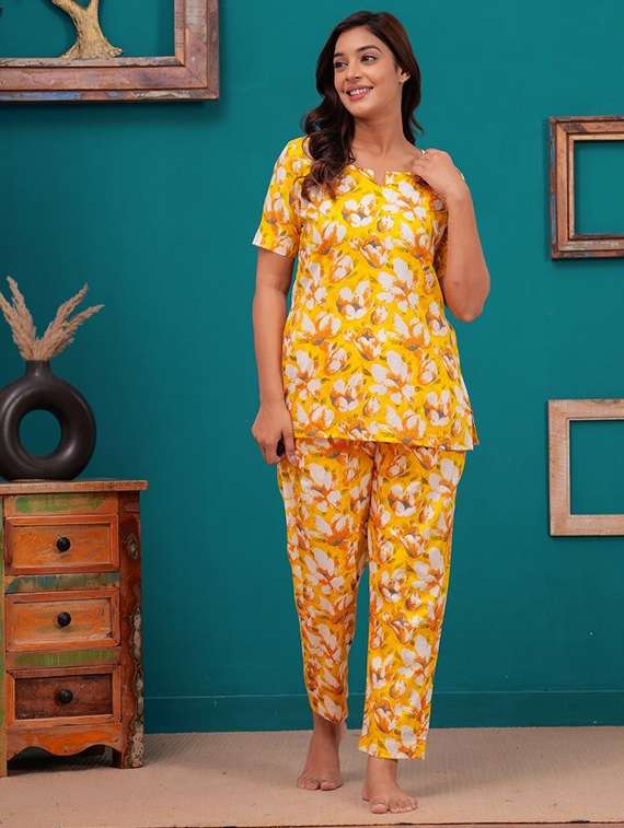 women printed nightwear pyjama set - 22219086 -  Standard Image - 3