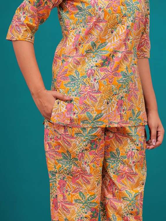 women printed three quarter sleeve co-ord set - 22219087 -  Standard Image - 5