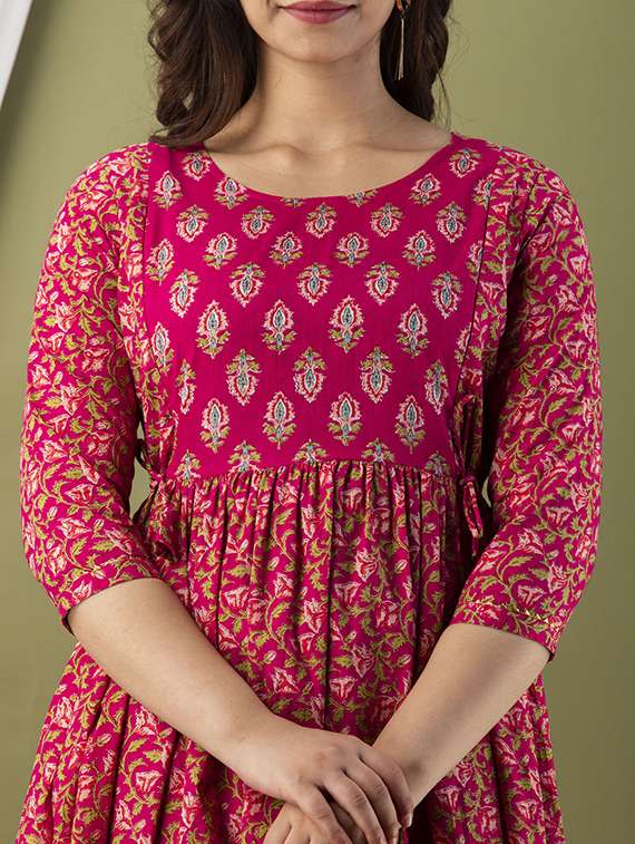 women printed three quarter sleeve maternity wear dress - 22219098 -  Standard Image - 3