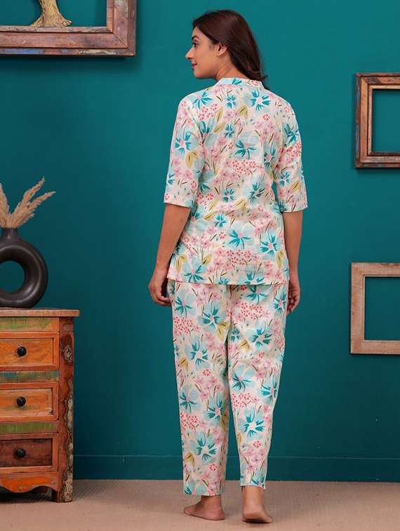 women printed nightwear pyjama set - 22219114 -  Standard Image - 3