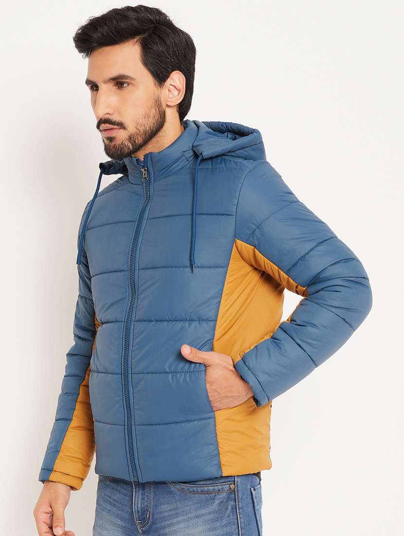 men color block long sleeve puffer jacket - 22219169 -  Zoom Image - 0