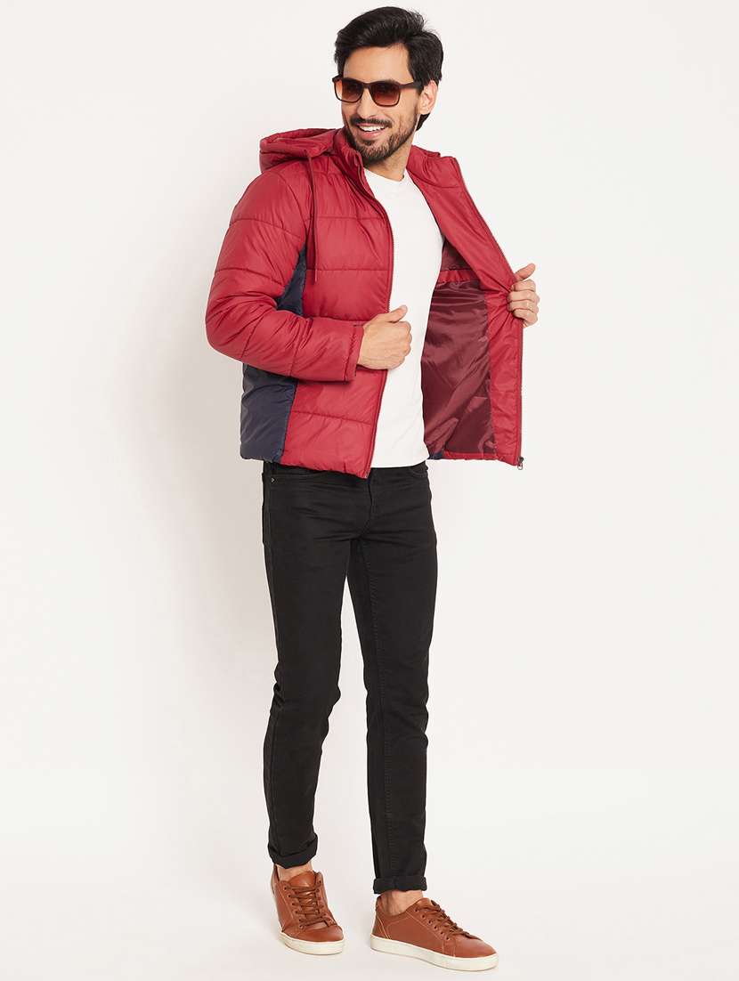 men color block long sleeve puffer jacket - 22219172 -  Standard Image - 3