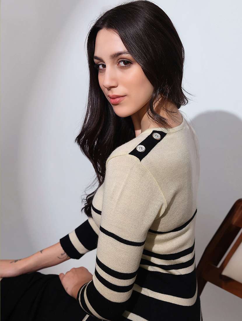 globus women black v-neck self design acrylic midi bodycon dress  - 22219227 -  Standard Image - 3