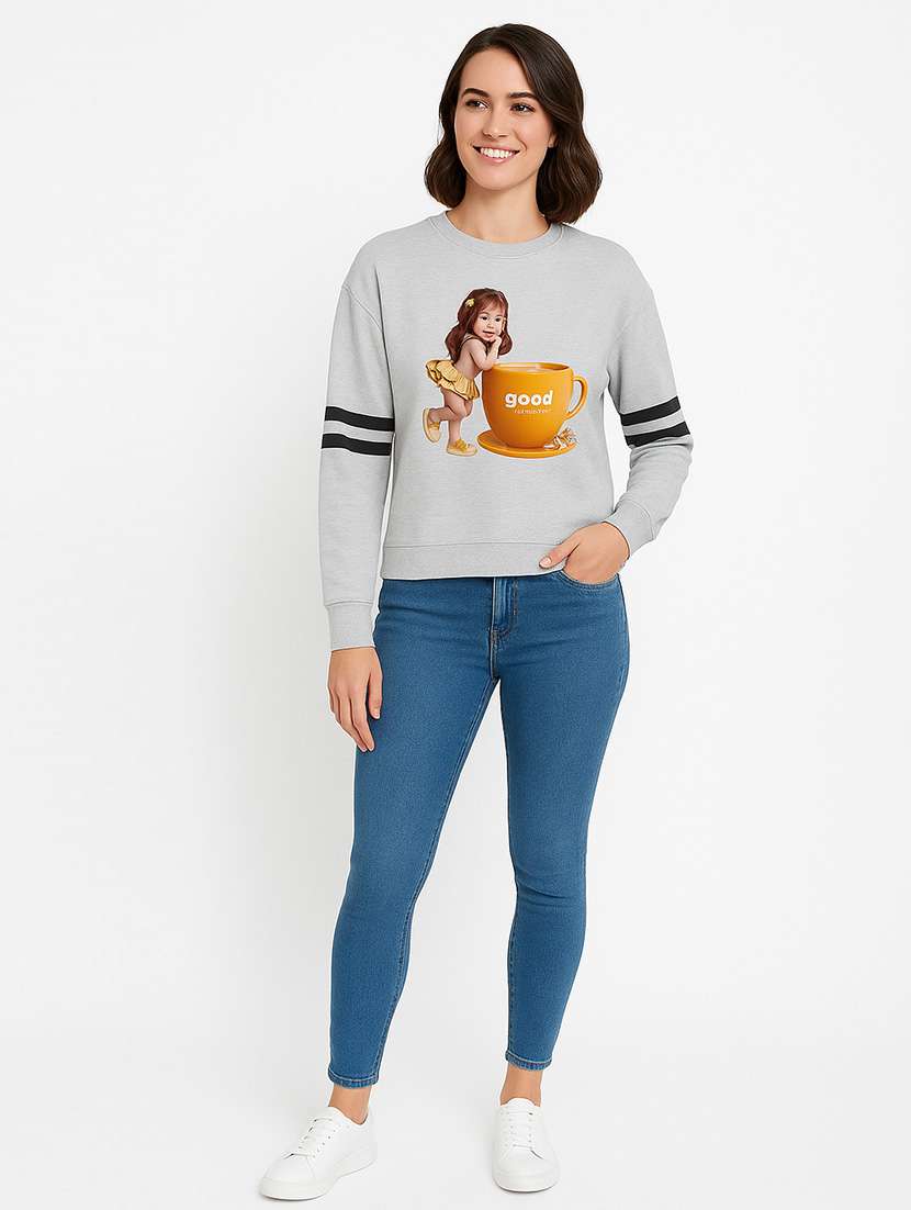 women printed long sleeve sweatshirt - 22219282 -  Standard Image - 3