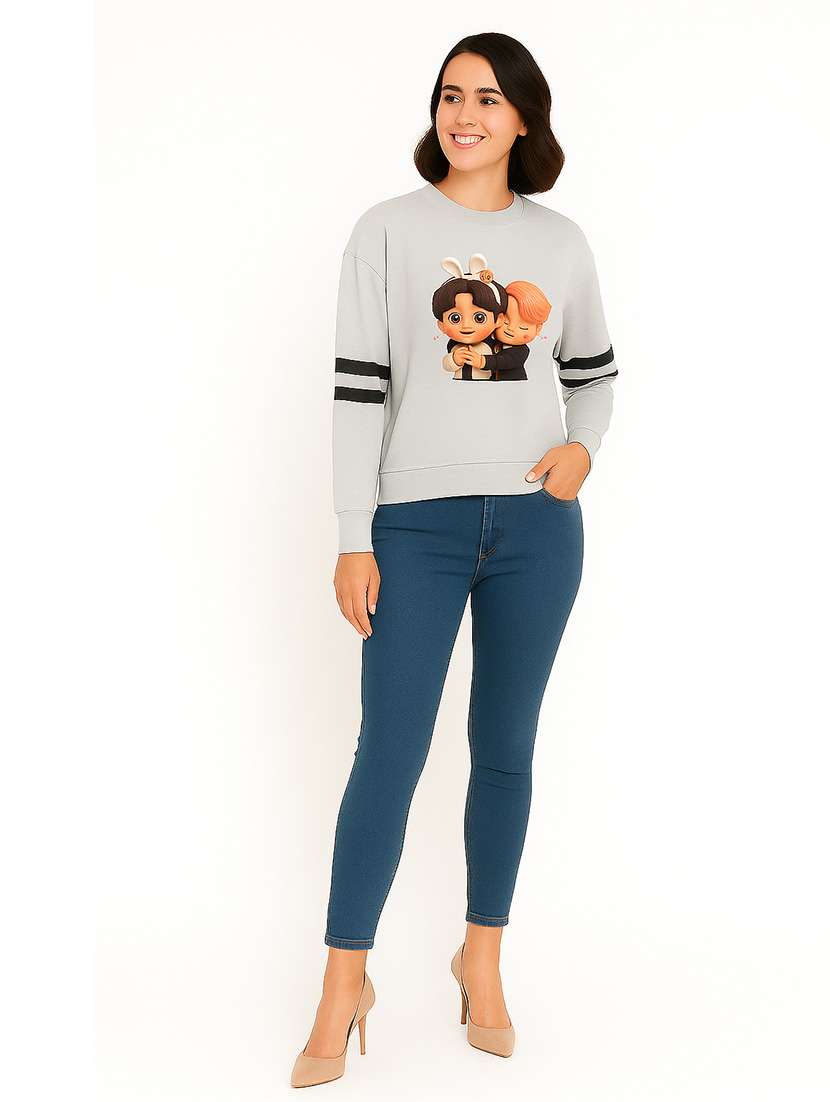women printed long sleeve sweatshirt - 22219287 -  Standard Image - 3