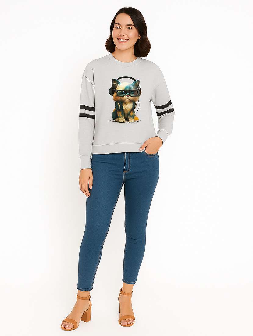 women printed long sleeve sweatshirt - 22219295 -  Standard Image - 3