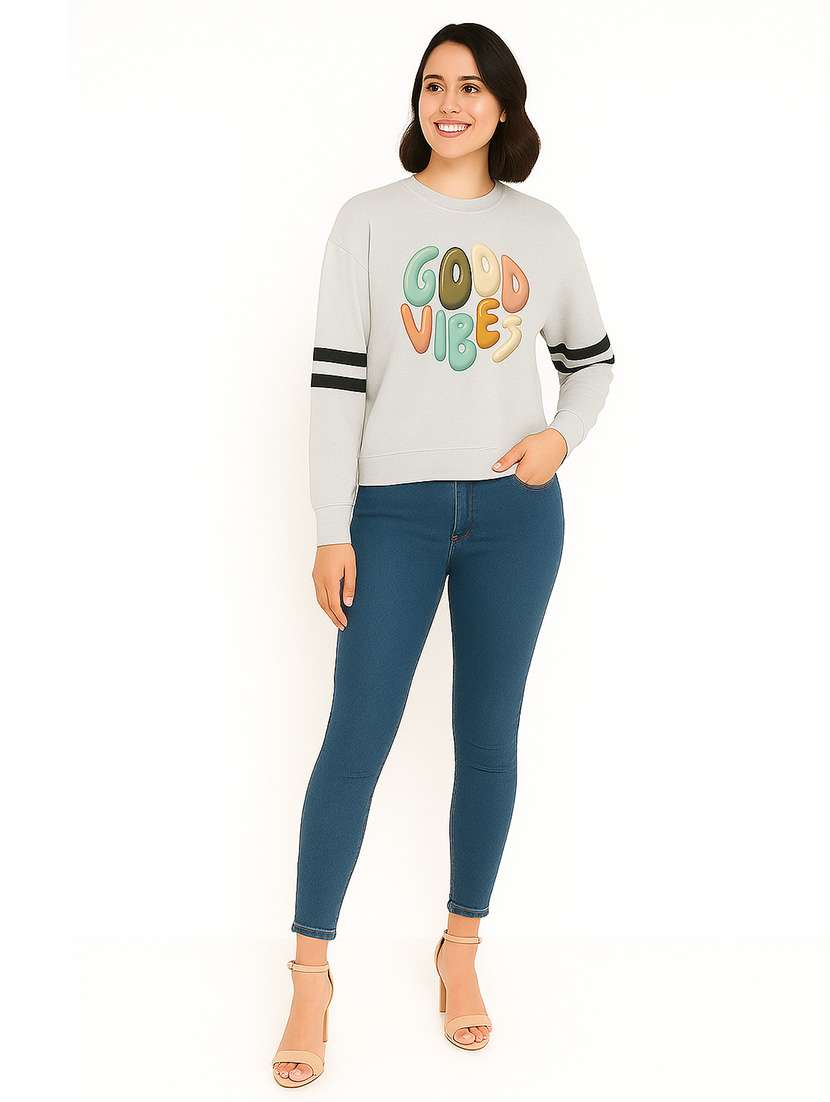 women printed long sleeve sweatshirt - 22219298 -  Standard Image - 3