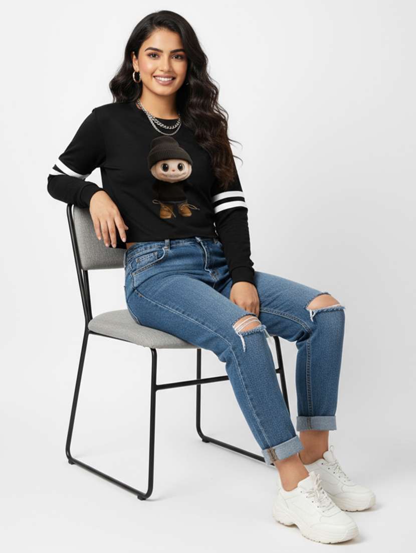 women printed long sleeve sweatshirt - 22219309 -  Standard Image - 3