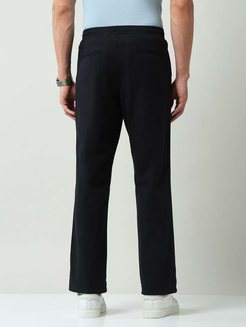 Men Solid Mid Rise Flat Front Casual Trouser - 22219324 -  Standard Image - 3