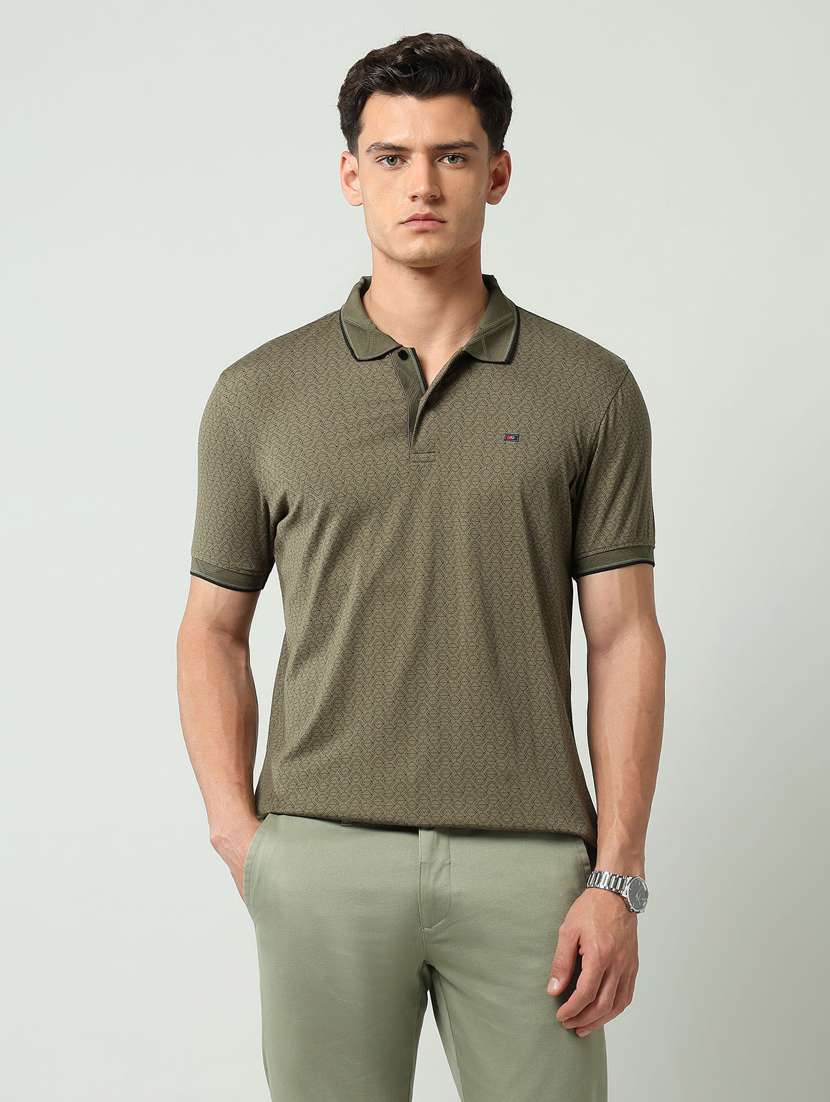 men printed short sleeve slim fit polo t-shirt
