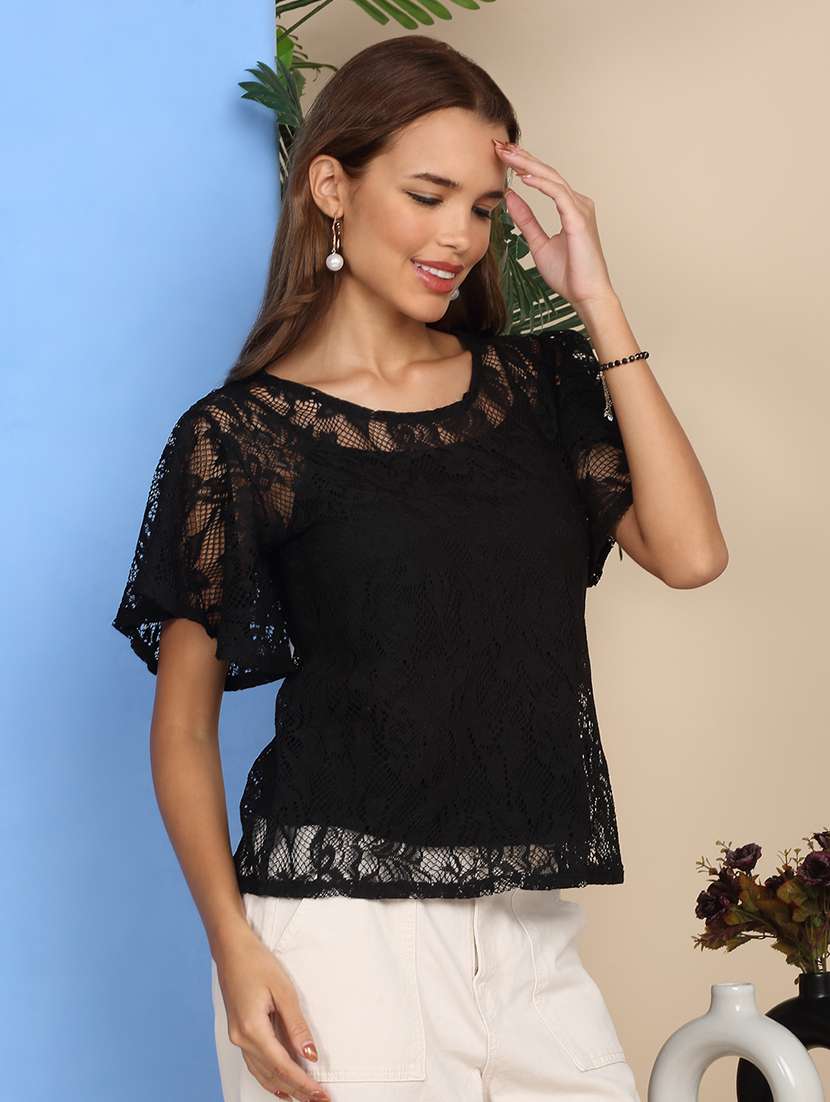 women self designed flared sleeve top - 22219380 -  Standard Image - 3