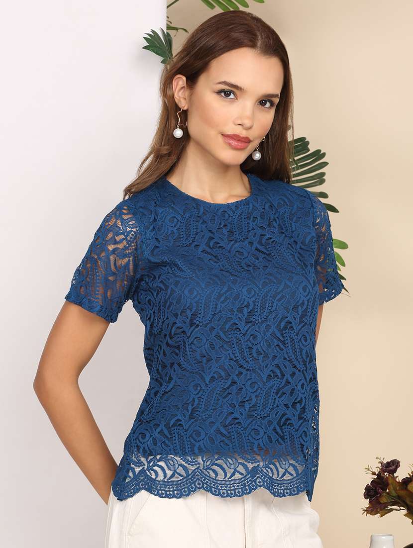 women self designed short sleeve top - 22219382 -  Standard Image - 3
