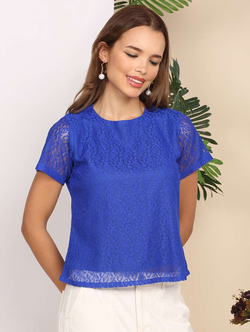 women self designed short sleeve top - 22219384 -  Standard Image - 3