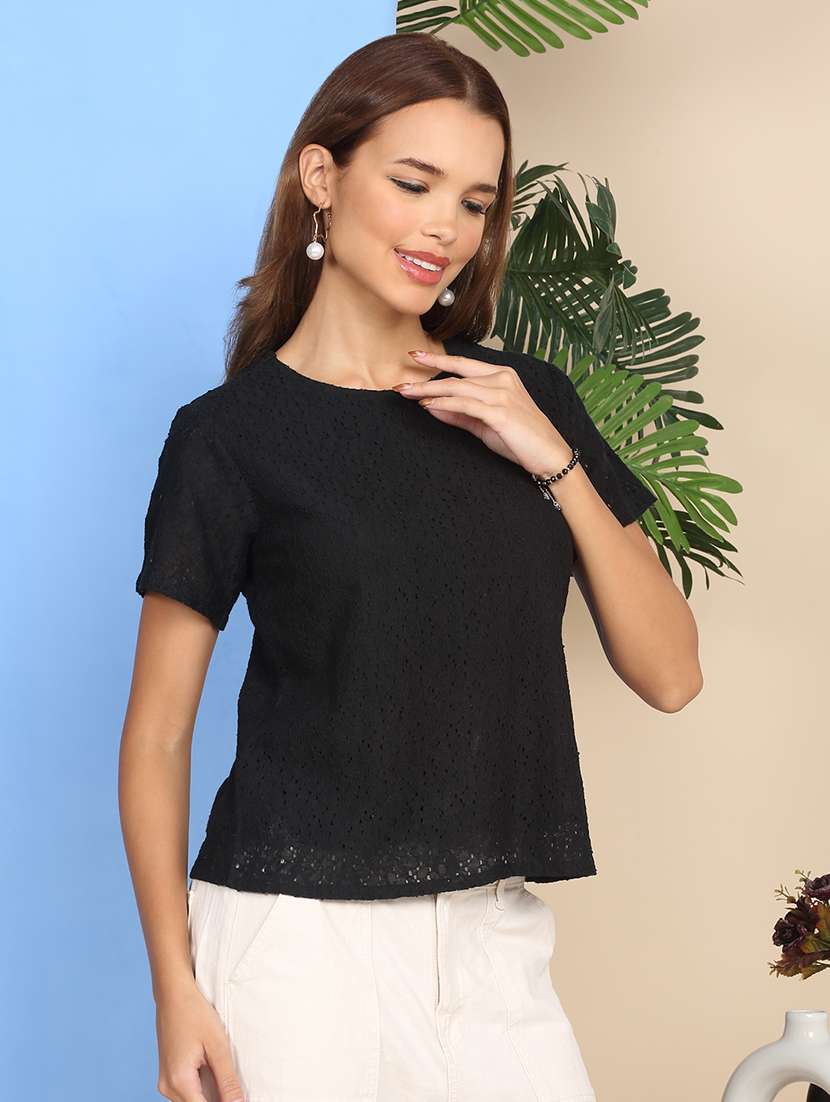 women self designed short sleeve top - 22219385 -  Standard Image - 3