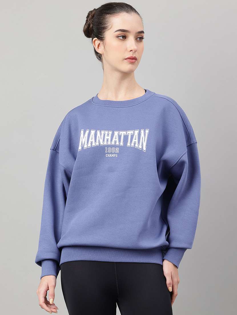 women printed long sleeve oversized sweatshirt