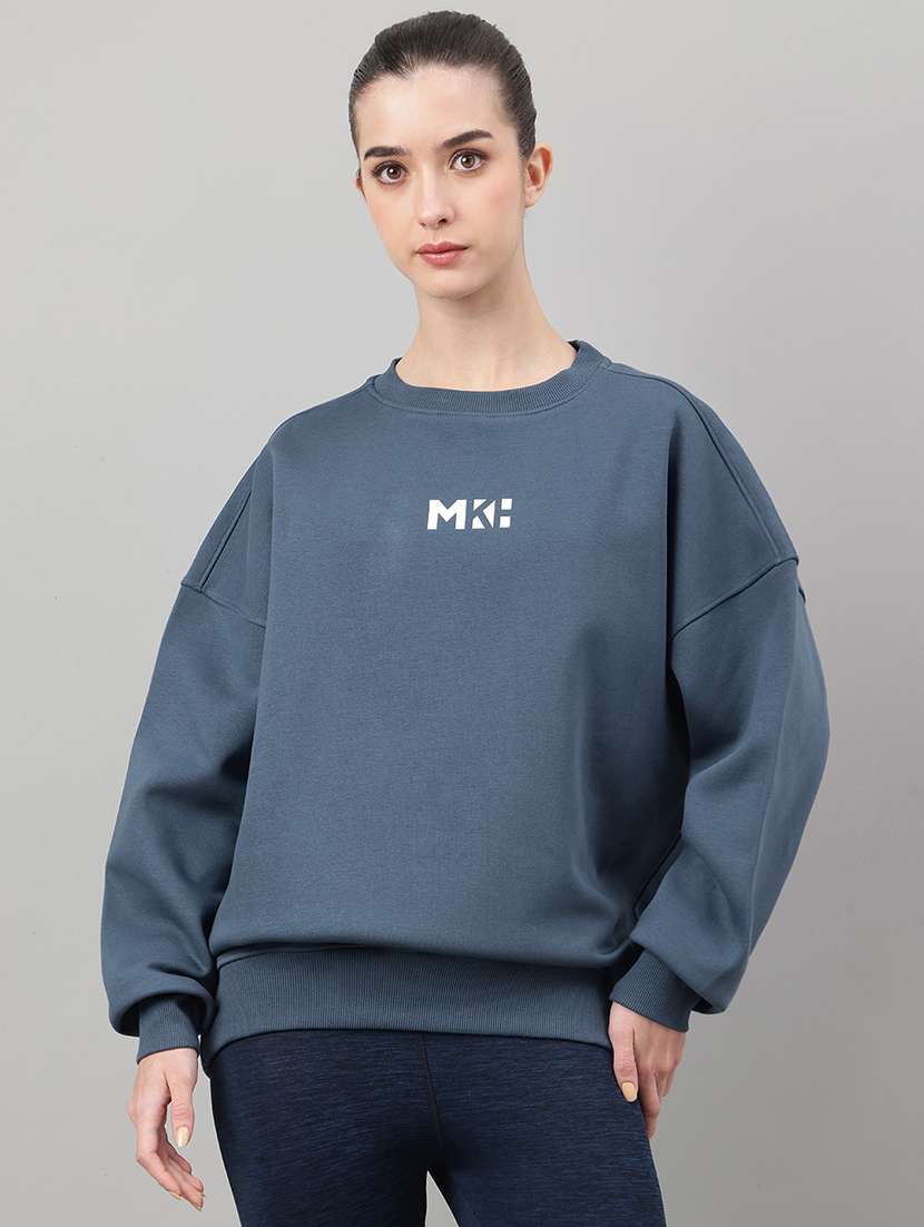 women printed long sleeve oversized sweatshirt