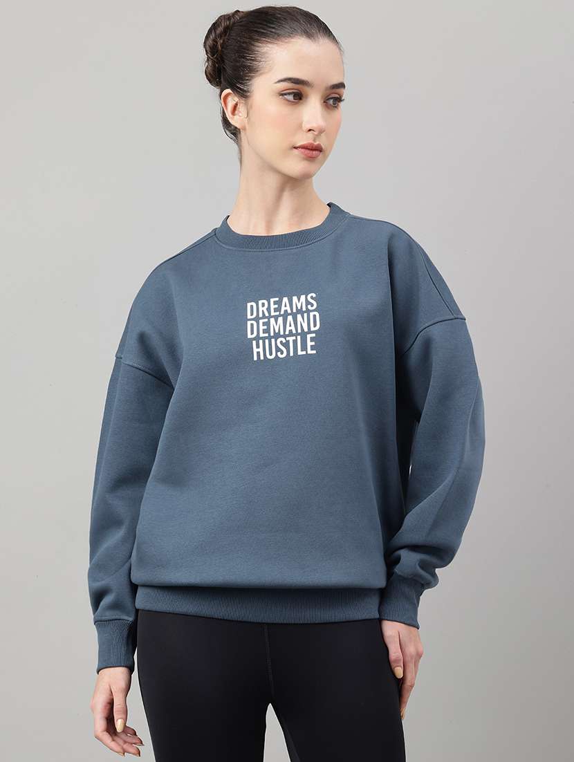 women printed long sleeve oversized sweatshirt