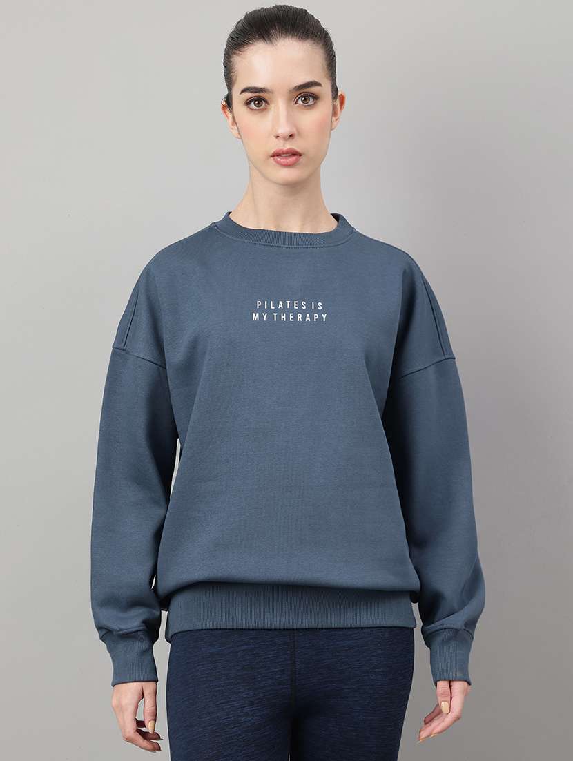 women printed long sleeve oversized sweatshirt