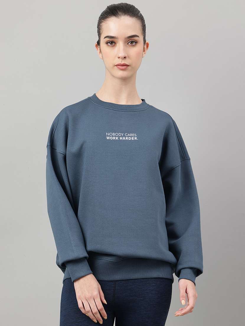 women printed long sleeve oversized sweatshirt