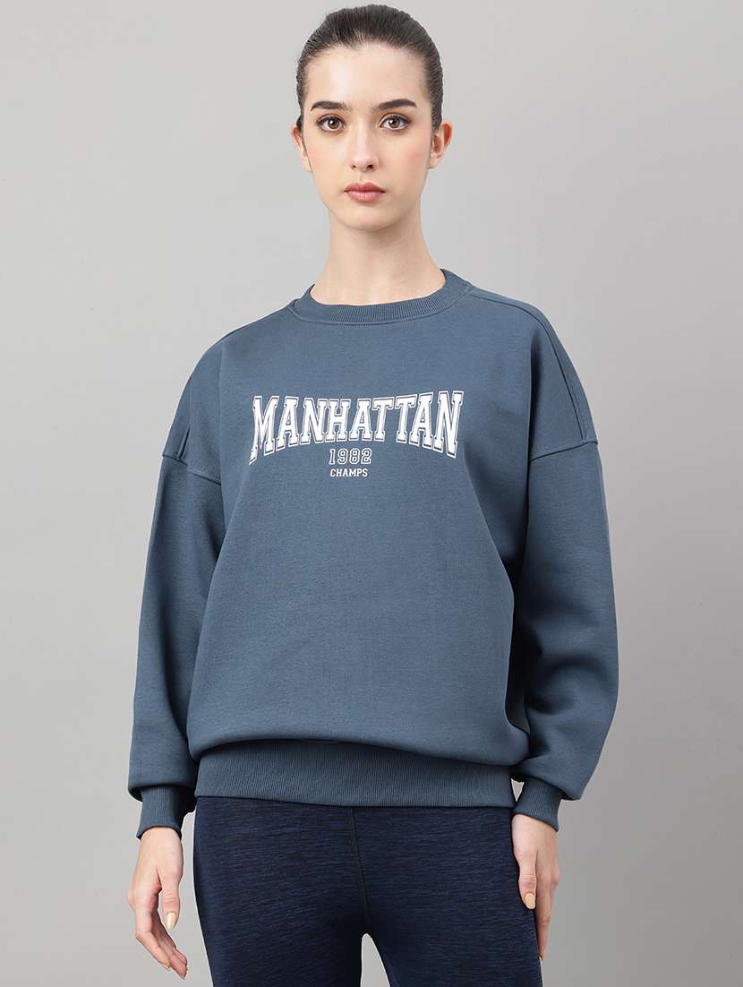 women printed long sleeve oversized sweatshirt