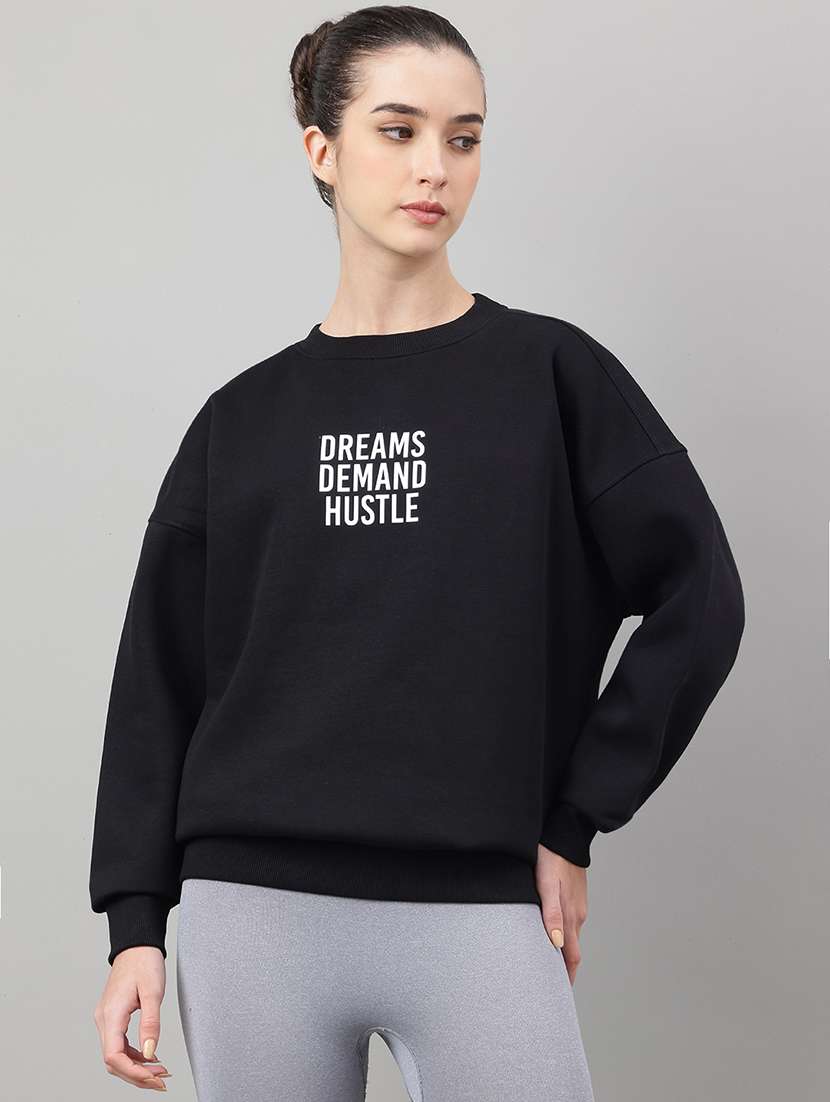 women printed long sleeve oversized sweatshirt