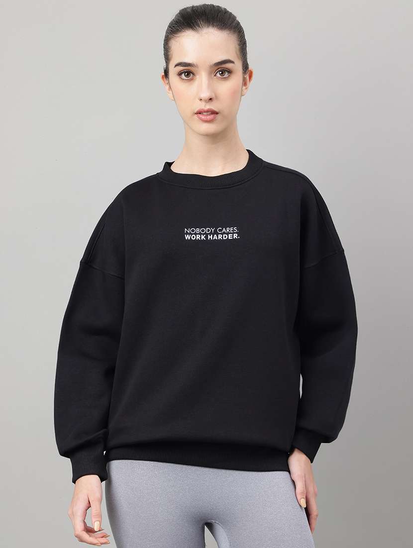 women printed long sleeve oversized sweatshirt