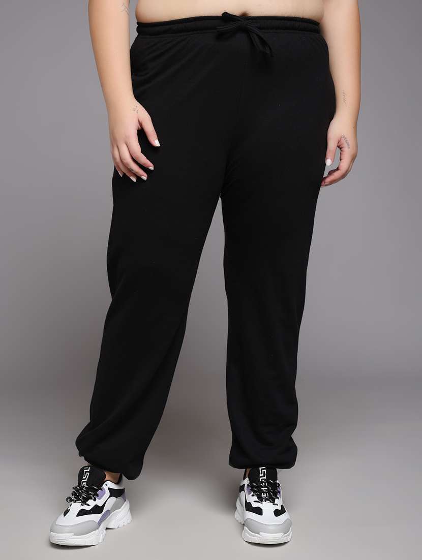 women plus size solid mid rise jogger