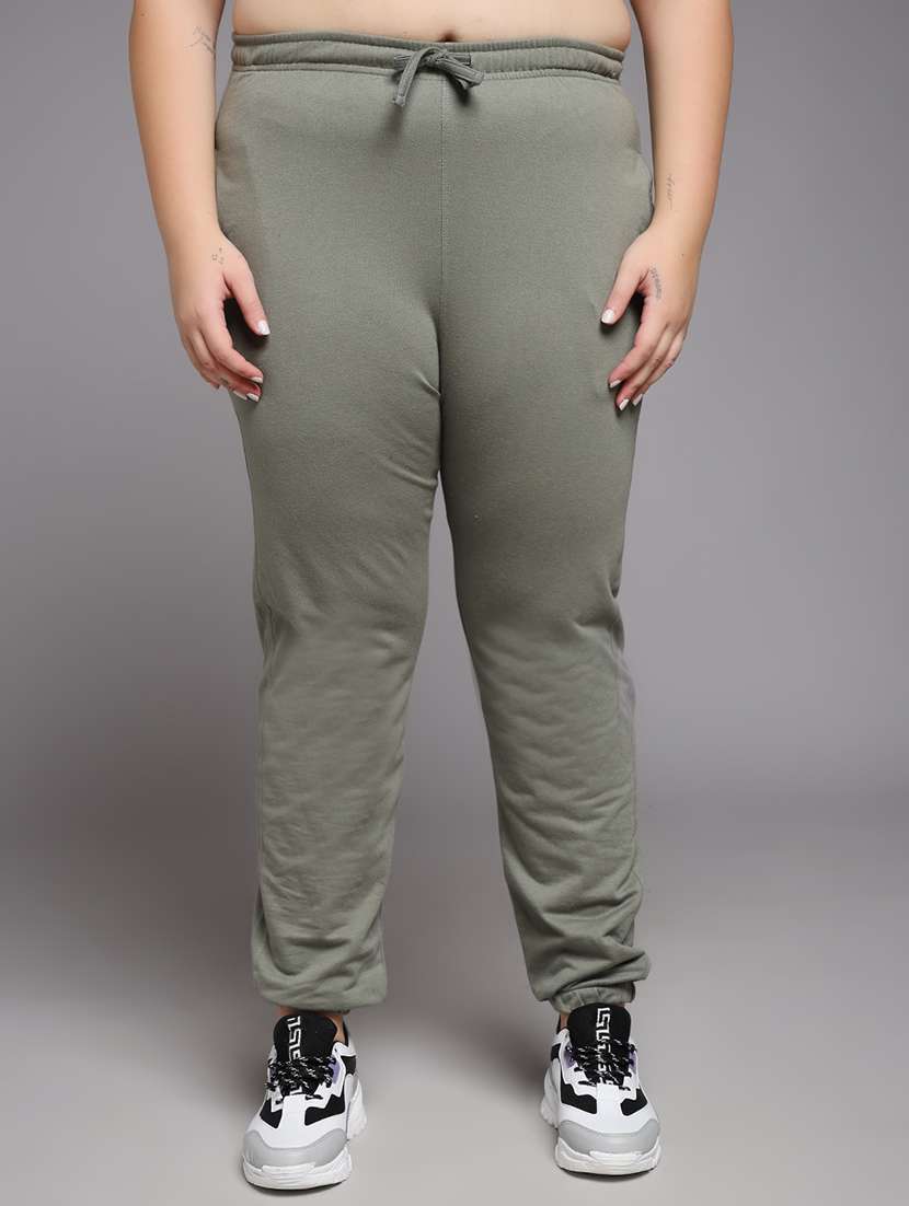 women plus size solid mid rise jogger